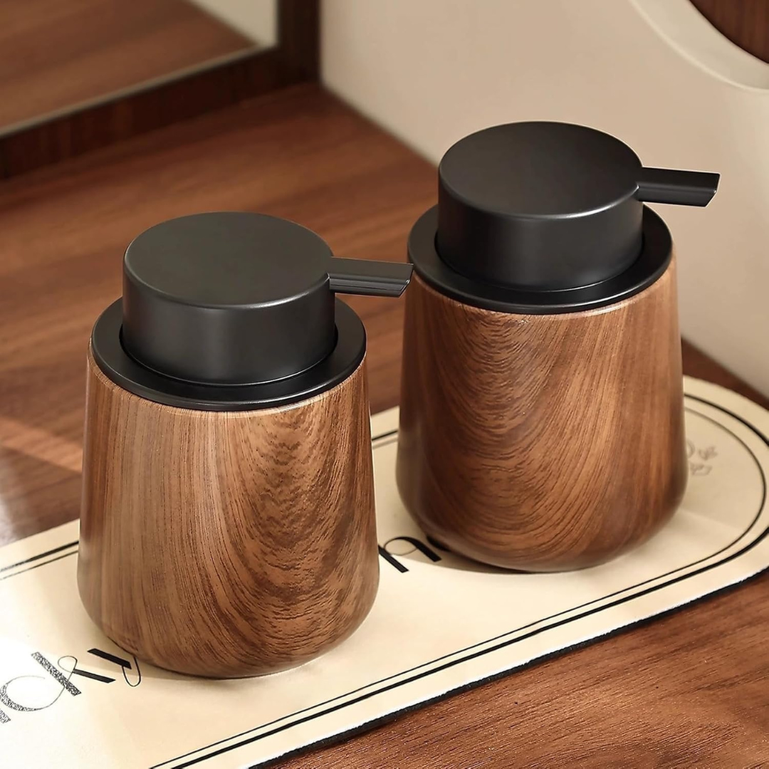 Elegant Walnut Finish Foam Soap Dispenser