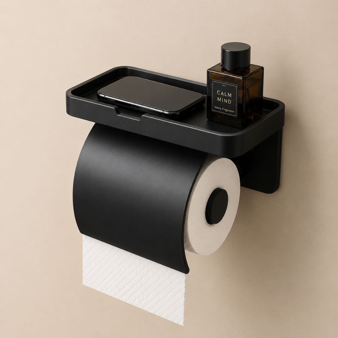 Premium Wall Mounted Toilet Paper Holder Waterproof Shelf