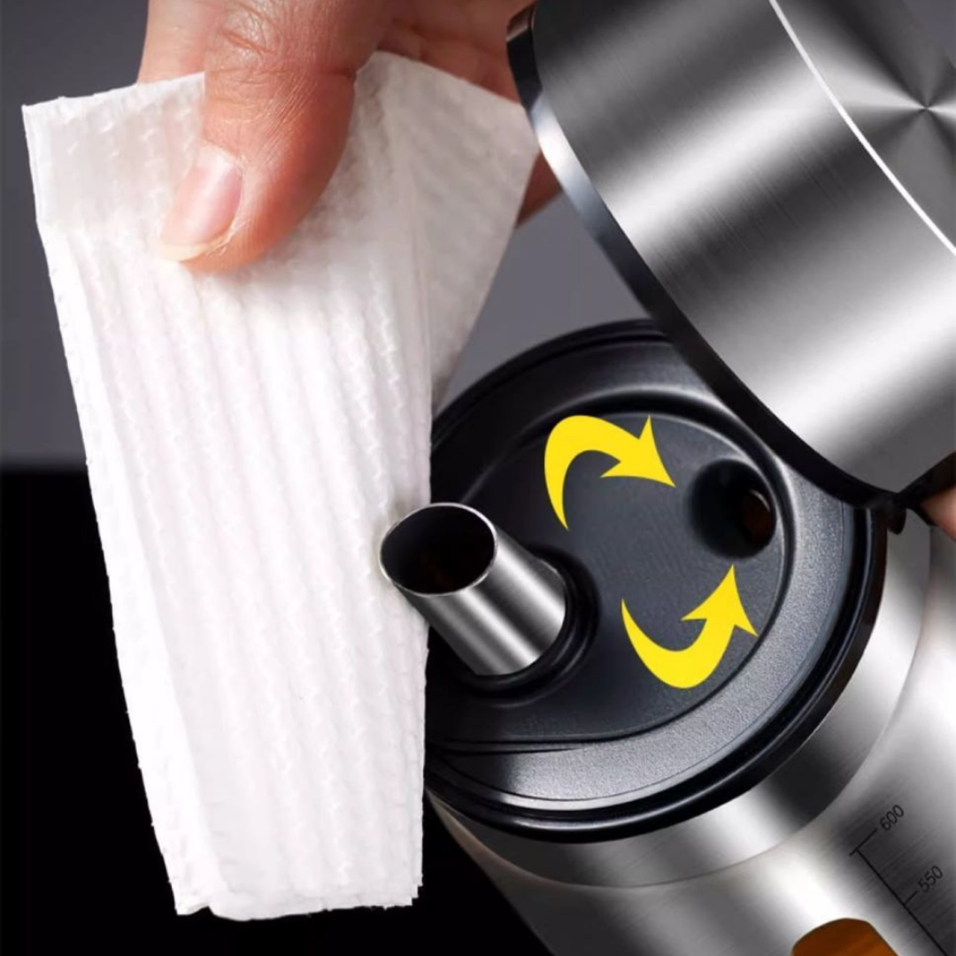 Premium Stainless Steel Oil Dispenser with Auto Flip Lid 650ml
