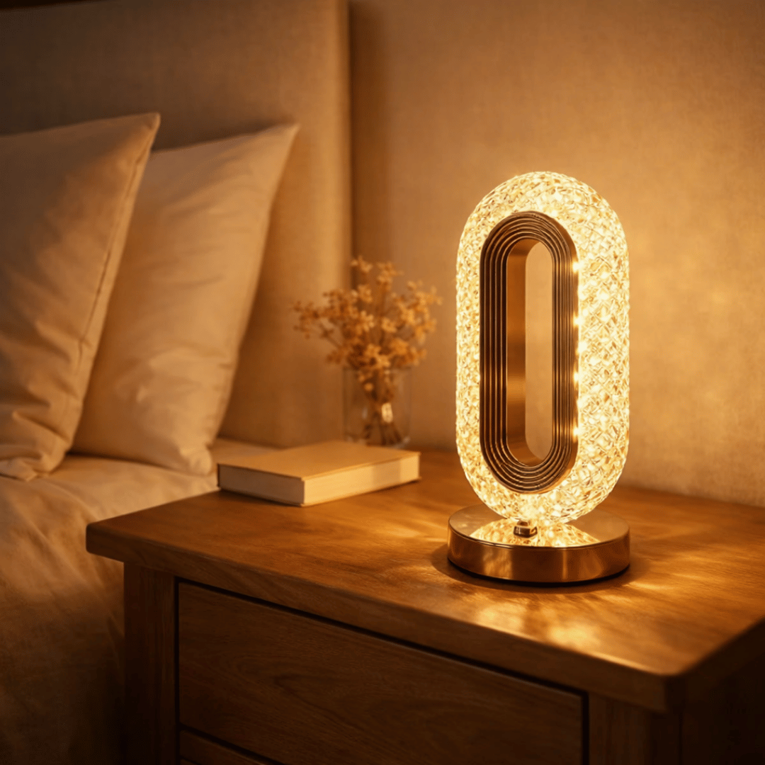 Homero Romantic Crystal Table Lamp Touch Control USB Rechargeable Gold Finish