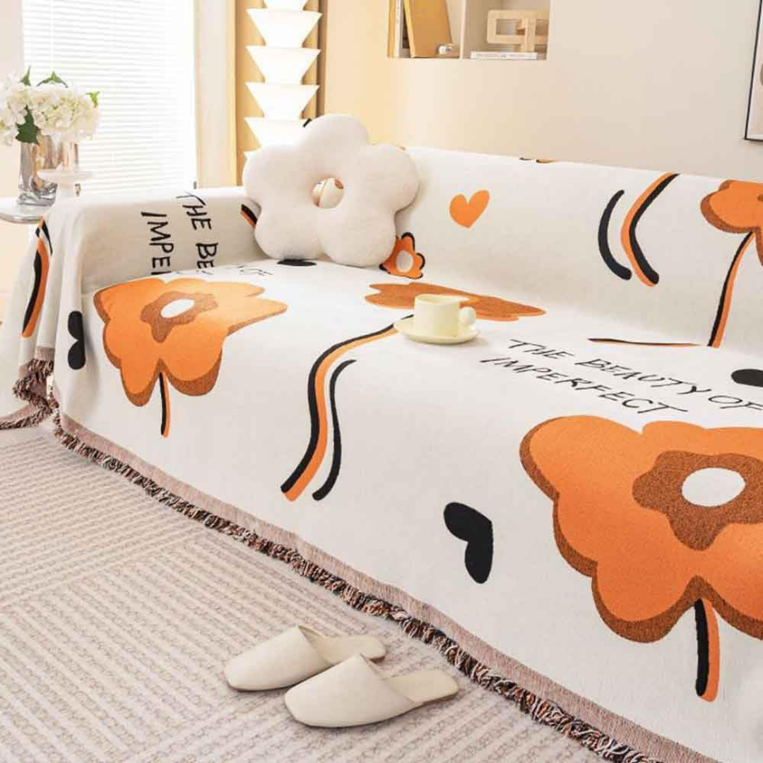 Premium Soft Chenille Fabric Flower Pattern Sofa Cover