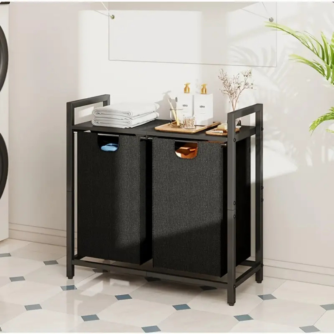 HOMERO Laundry Hamper Organizer with Shelf Dividers Removable Bags