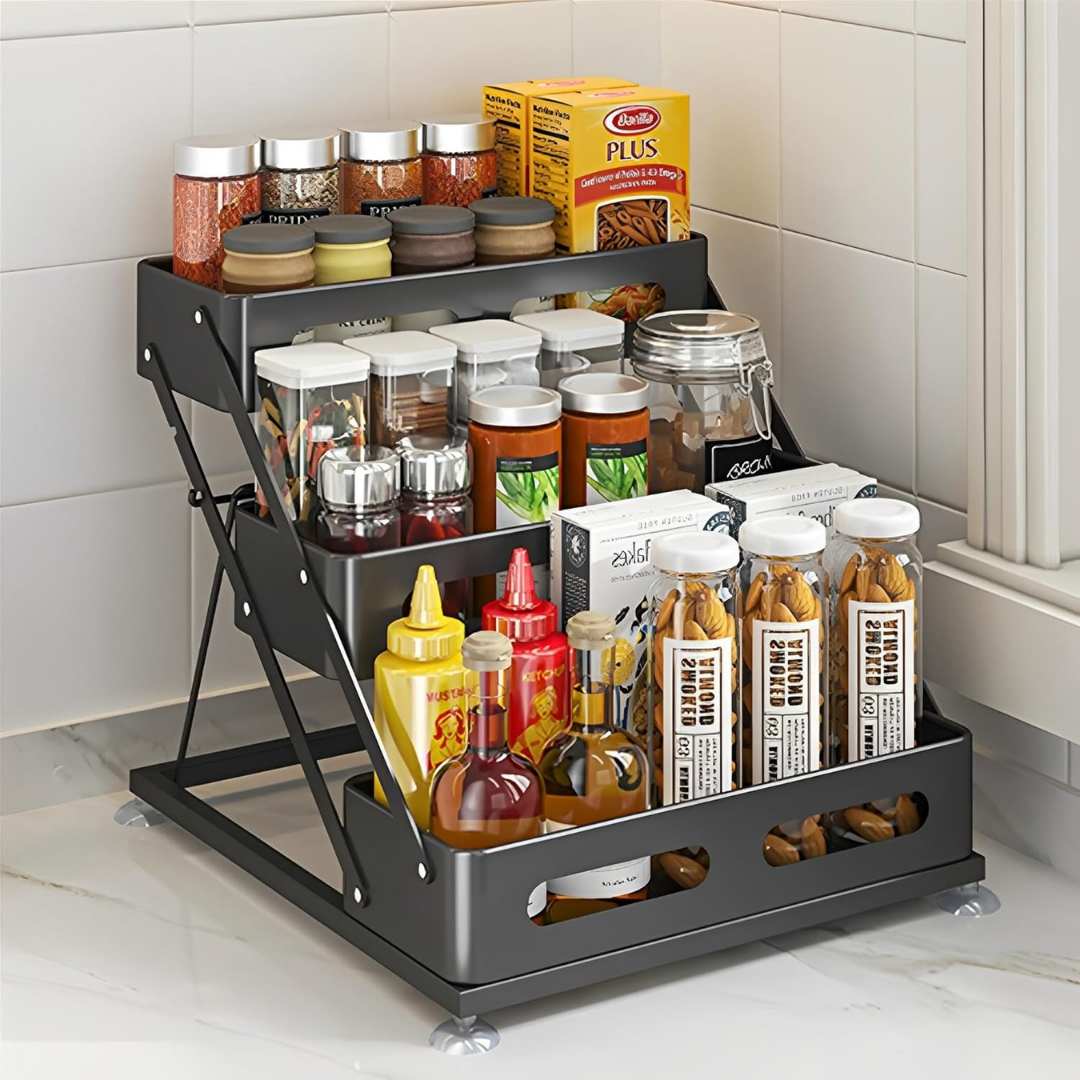 Homero 3-Tier Adjustable Foldable Spice Rack Organizer