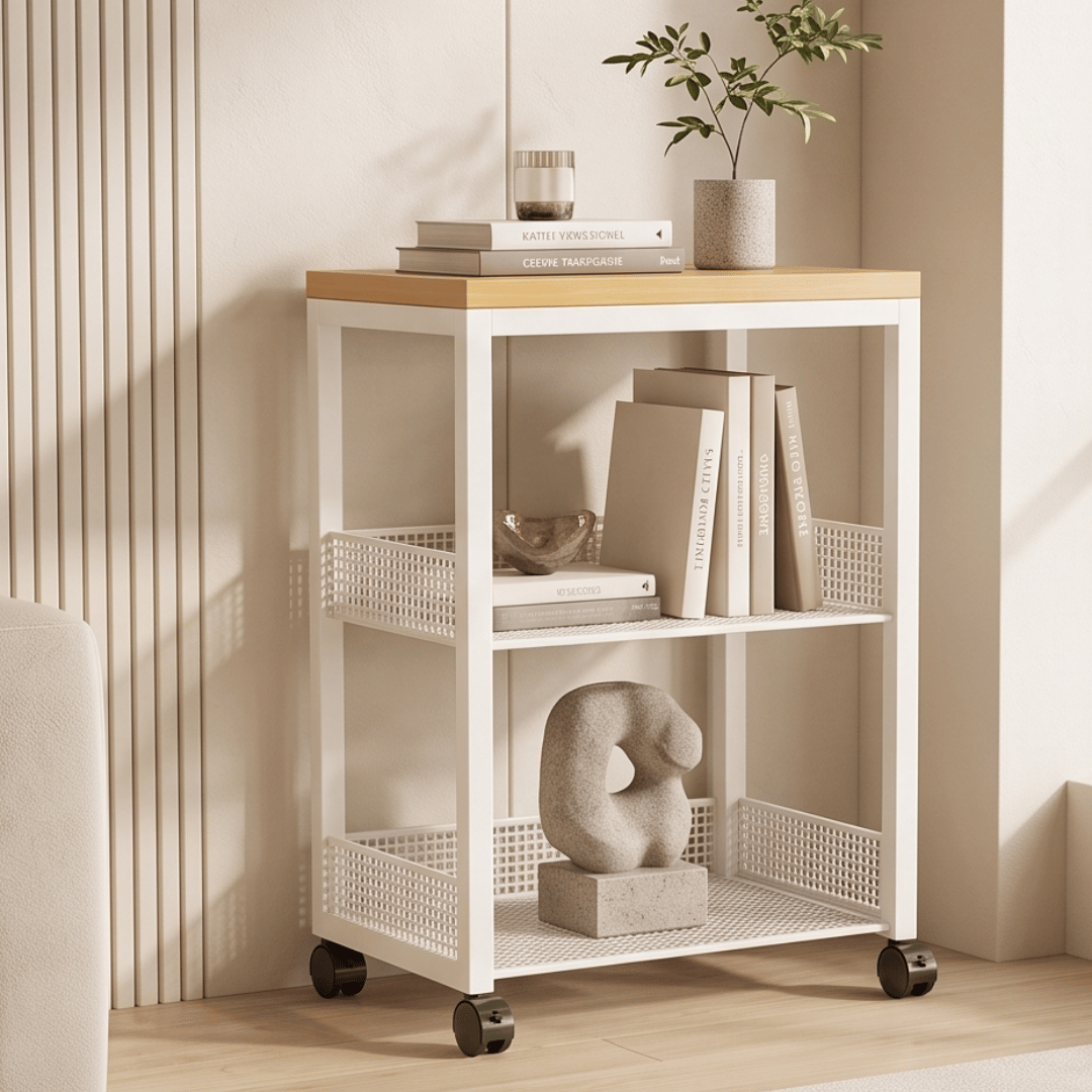 Premium Style Microwave Storage Rack Organizer with Wheels