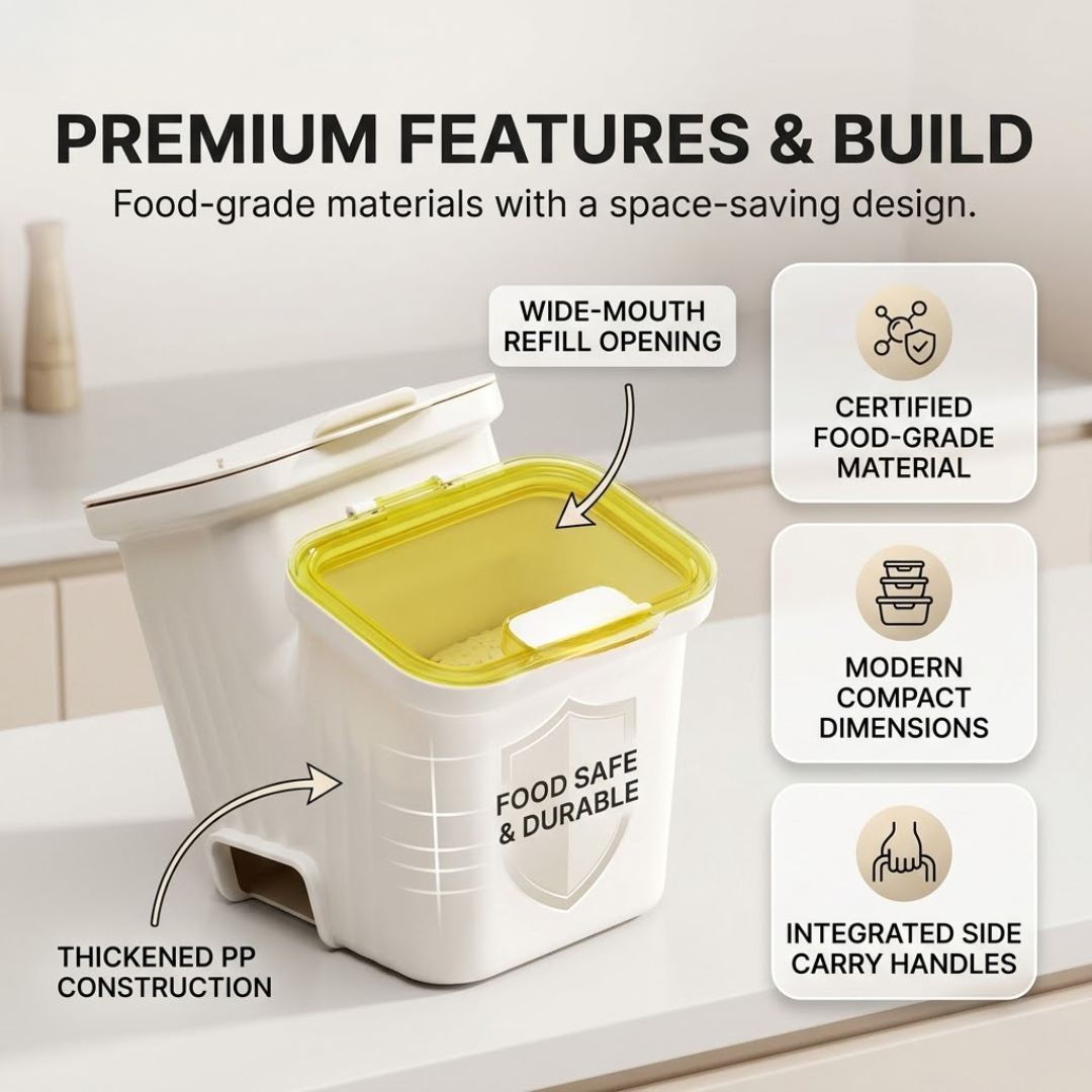 Double Lid  Large Capacity Food Storage Container - 10kg Capacity