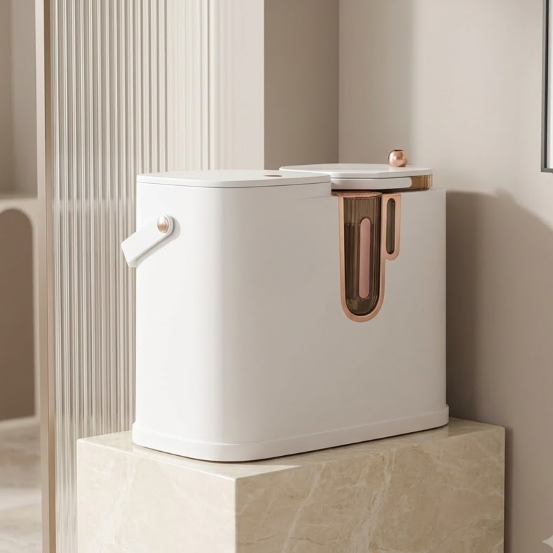 Dual Wet And Dry Tea Waste Bin With Drainage Strainer