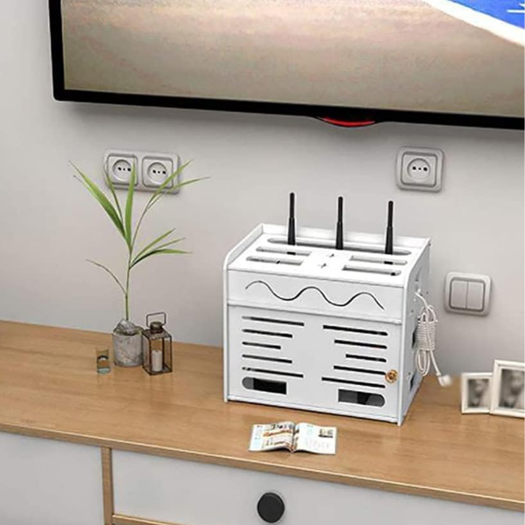 Wall Mounted Shelf Flip Lid Router Storage Organizer