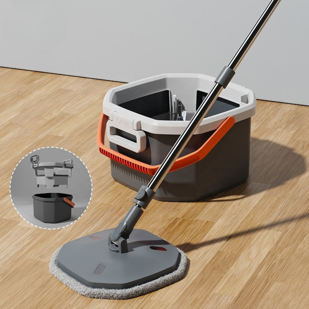 Homero Easy Cleaning Rotating Spin Mop and Bucket Set 133.5 cm Handle With 2 Mop Head
