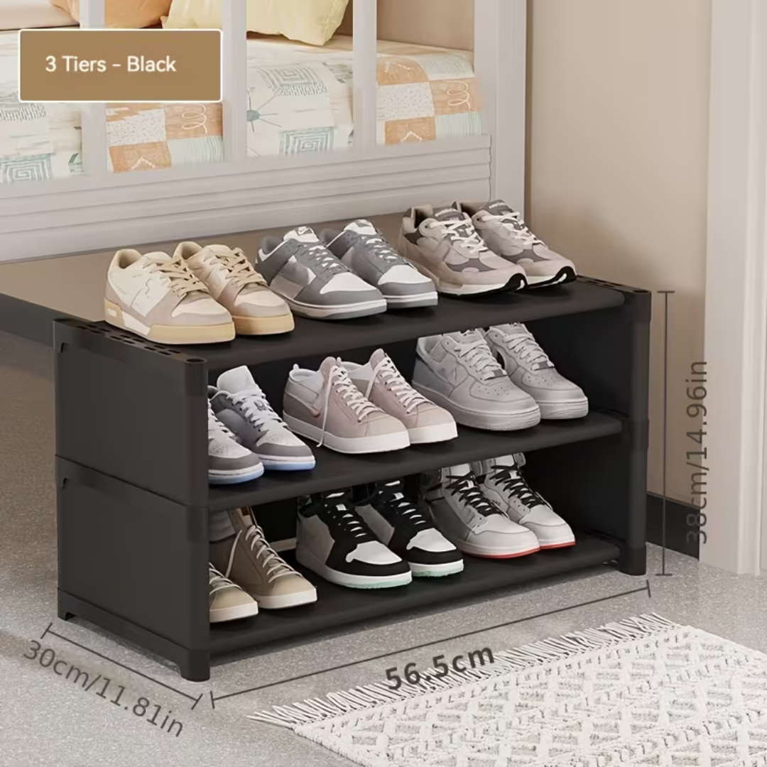 2 Tier Rolling Shoe Rack Organizer with Curtain and Wheels