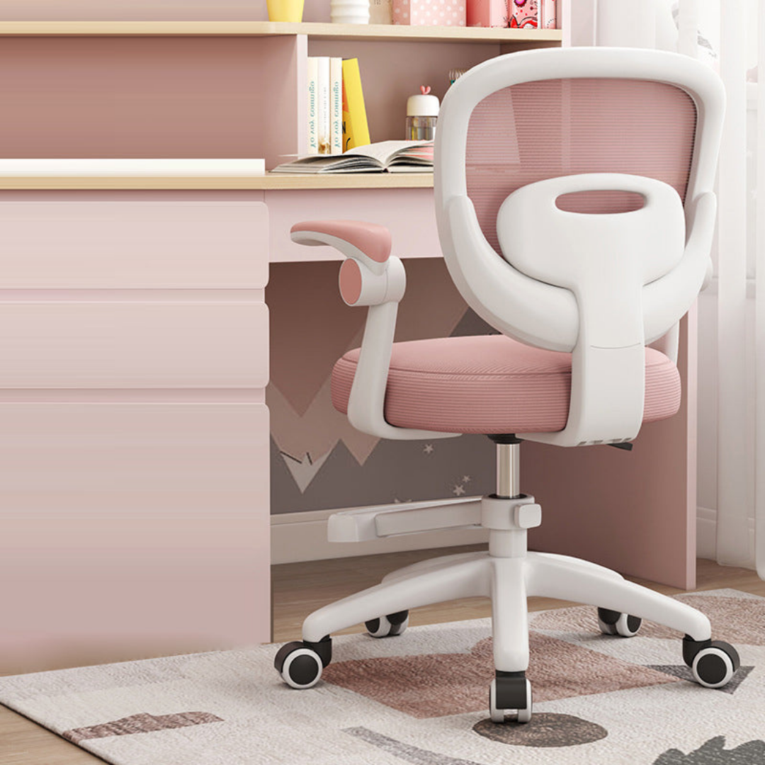 HOMERO Mesh Comfort Adjustable Height Ergonomic Study Chair (Pink)