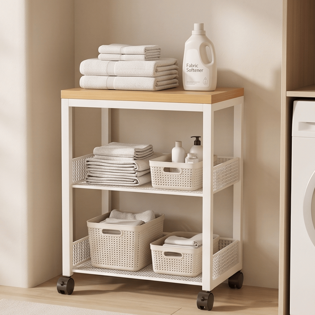 Premium Style Microwave Storage Rack Organizer with Wheels