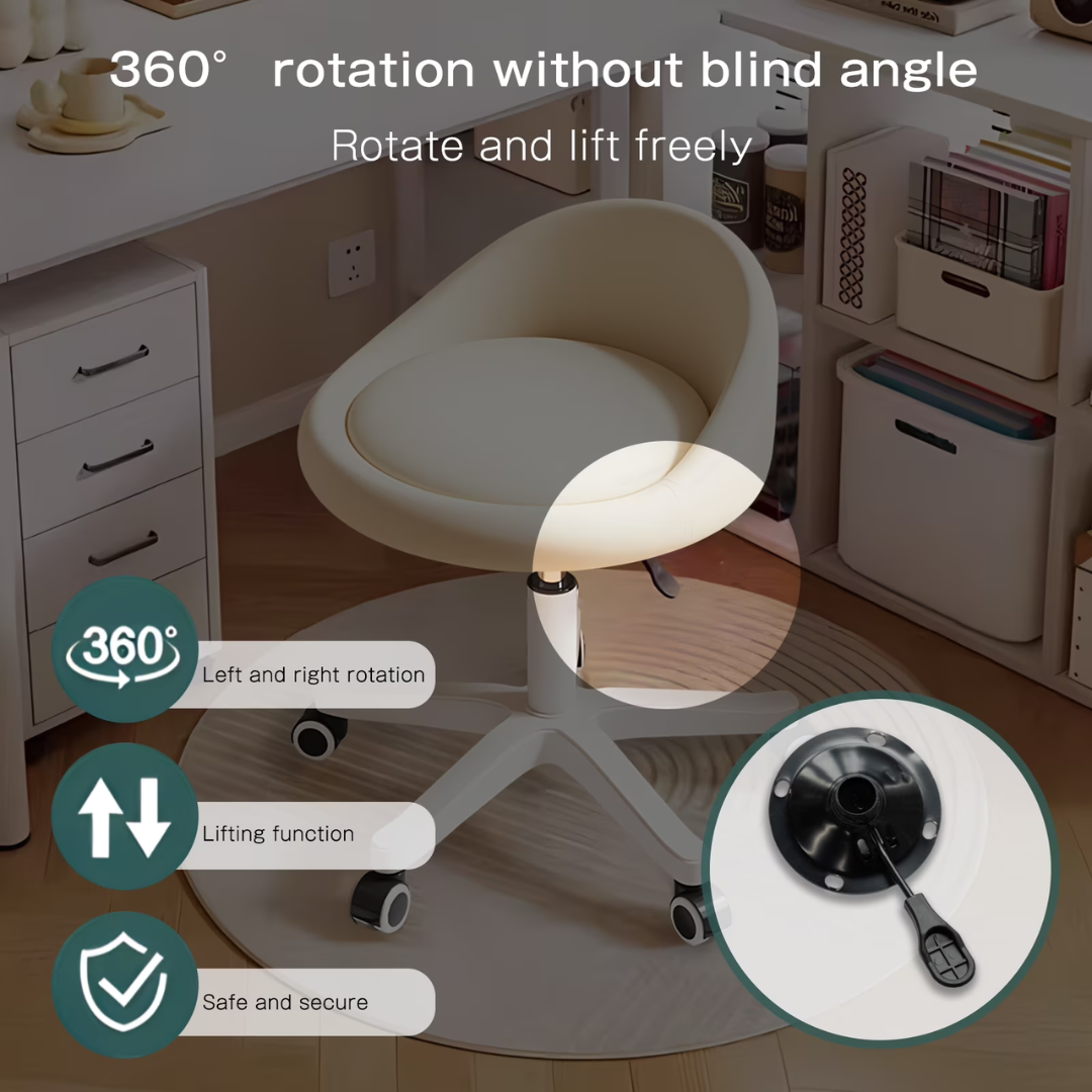Modern Height Adjustable Ergonomic Backrest Rolling Stool