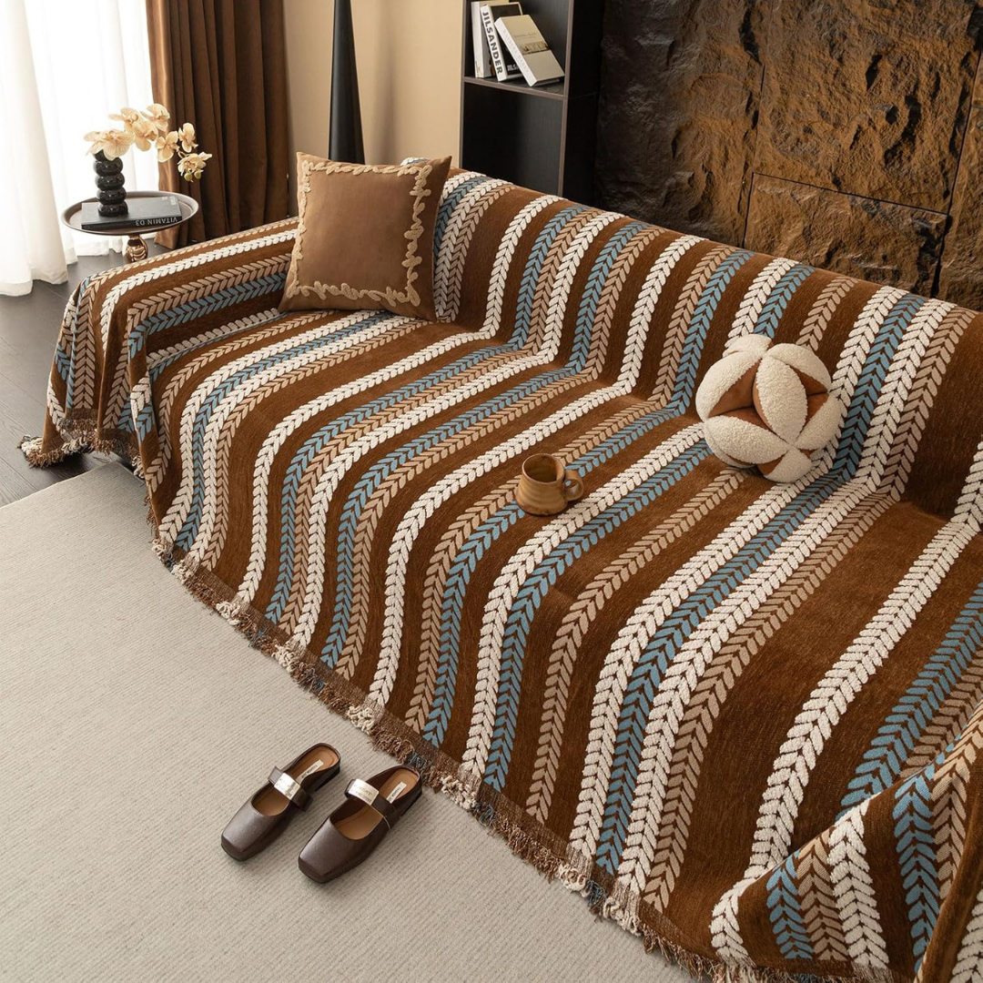 Multi-Color Elegant Reversible Throw Chenille Sofa Cover