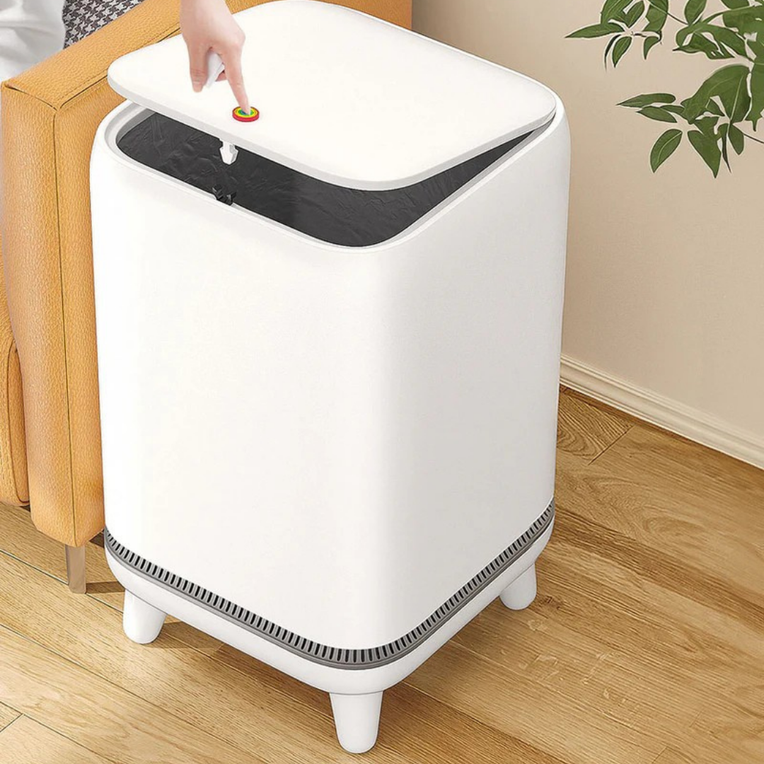 HOMERO Automatic Adsorption Slim Design Airtight Lid Dustbin with Leg 15L