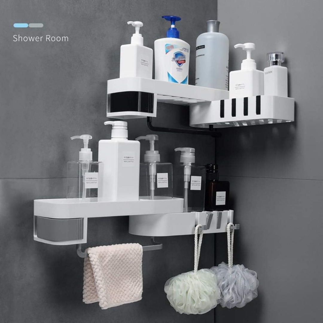 Multi-Use Wall Mounted Bathroom Storage Shelf Rotating Rack