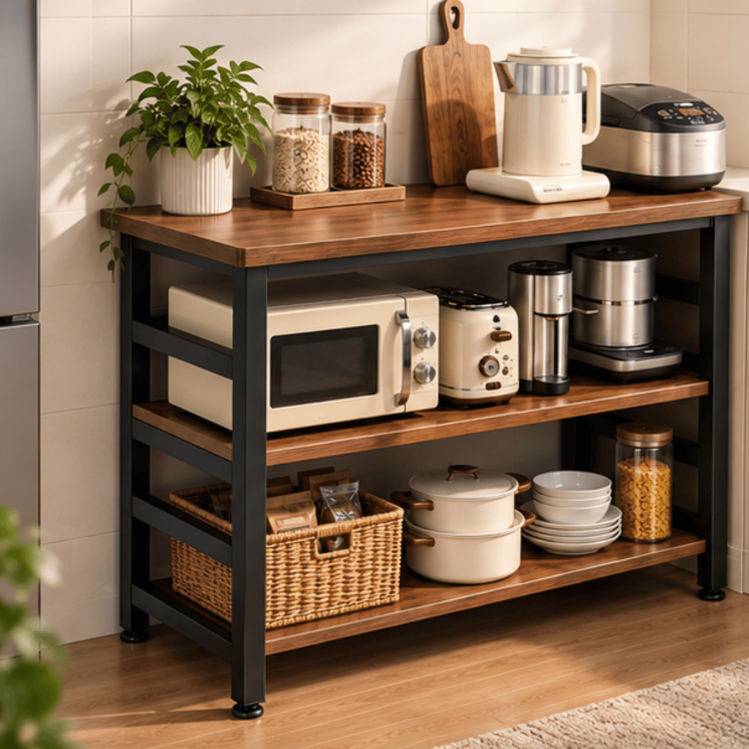 3 Tier Multi-Utility Wooden Kitchen Storage Organizer