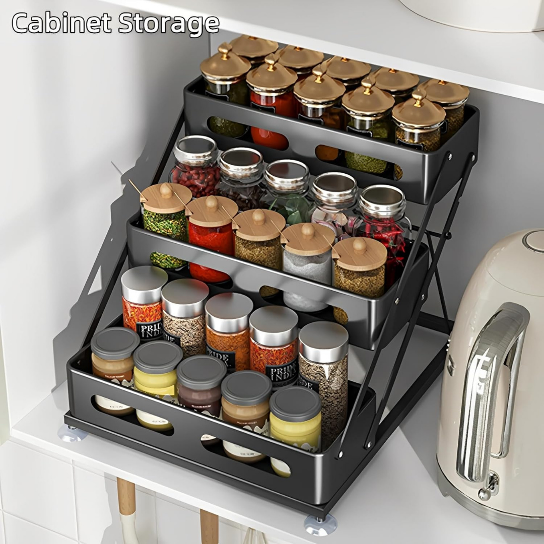 Homero 3-Tier Adjustable Foldable Spice Rack Organizer