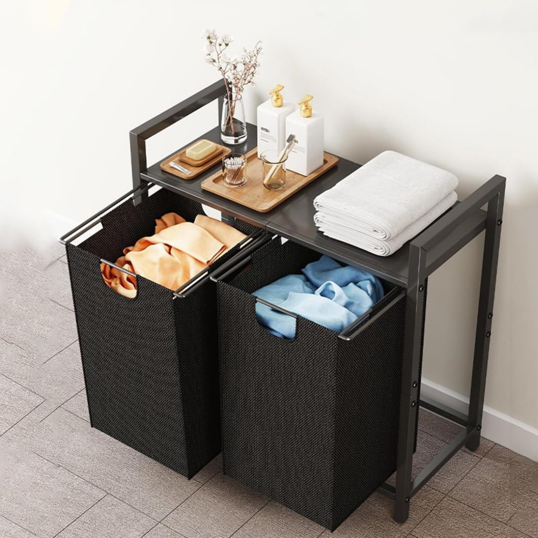 HOMERO Laundry Hamper Organizer with Shelf Dividers Removable Bags