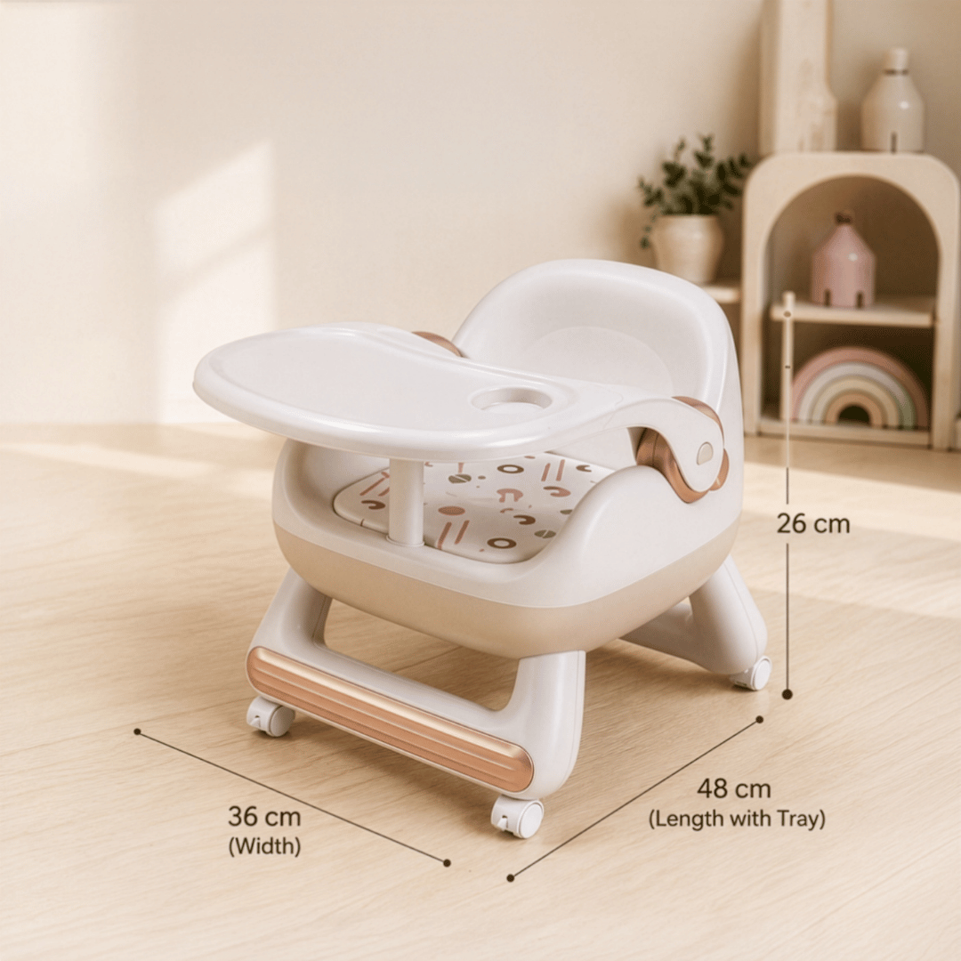 Baby Dining Anti Slip Lightweight Chair with Toddlers Cushioned Seat and Wheels