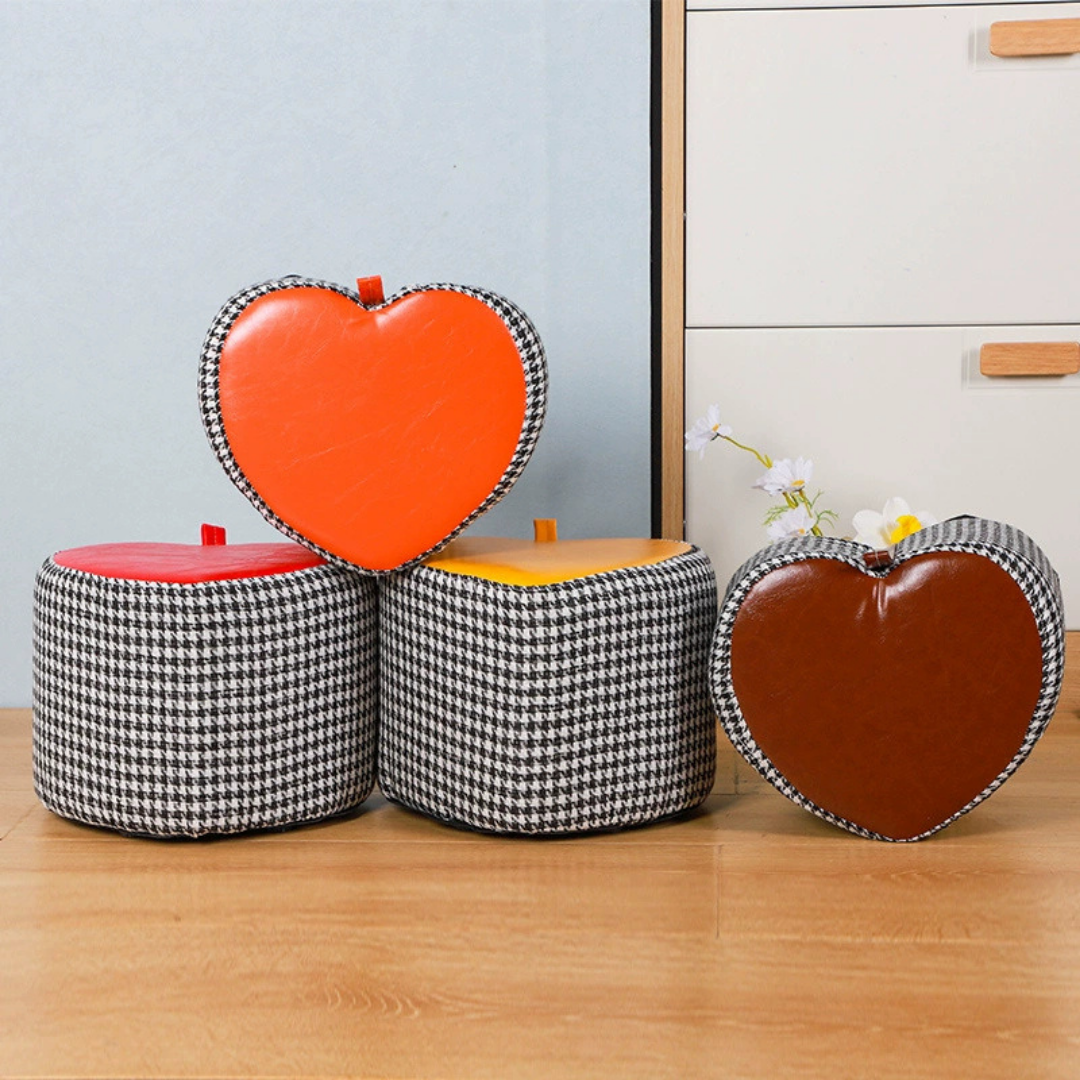 Homero Heart Shaped Lightweight Durable Soft Cushion Foot Stool (Yellow)