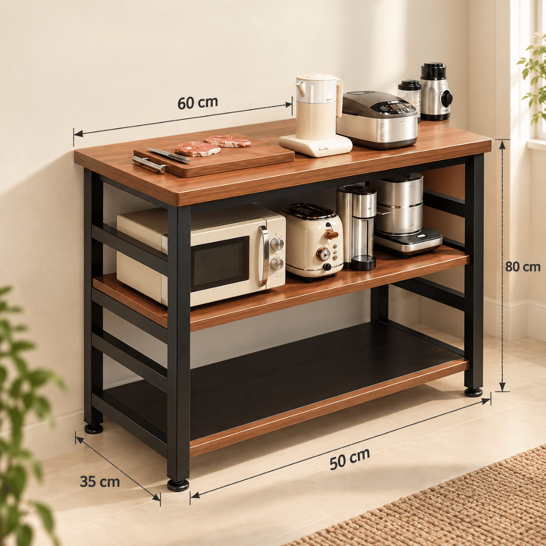 3 Tier Multi-Utility Wooden Kitchen Storage Organizer