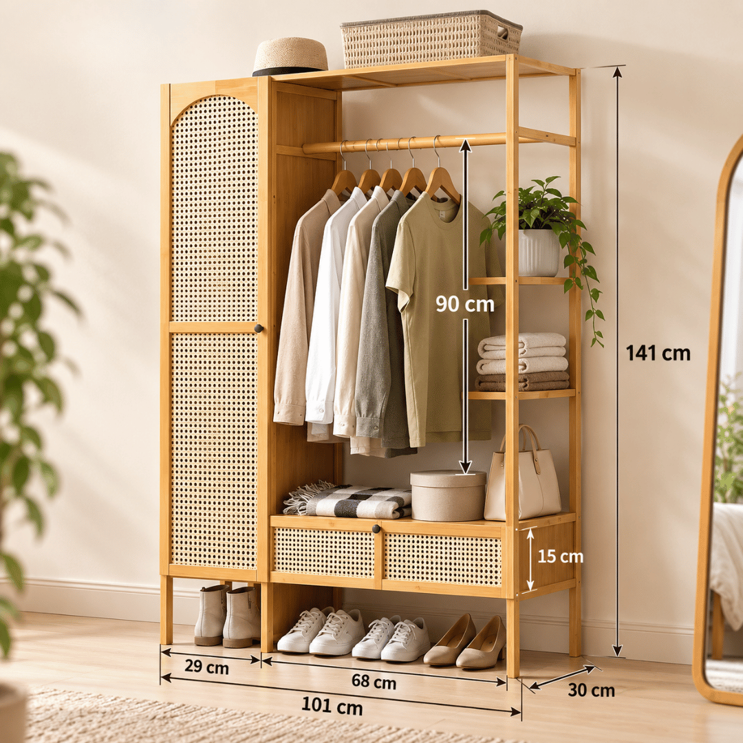 Multi-Functional Freestanding Bamboo Wardrobe Organizer