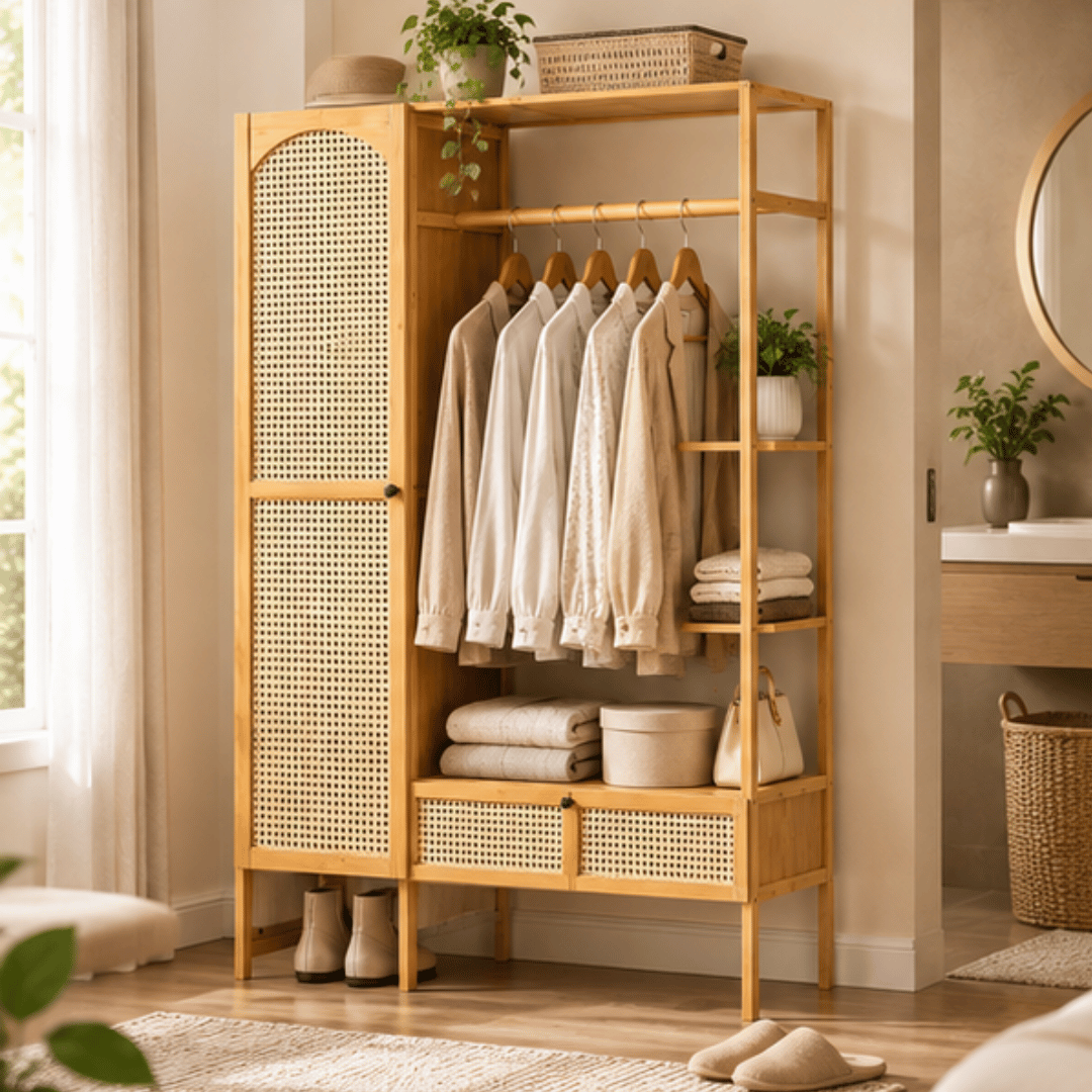 Multi-Functional Freestanding Bamboo Wardrobe Organizer
