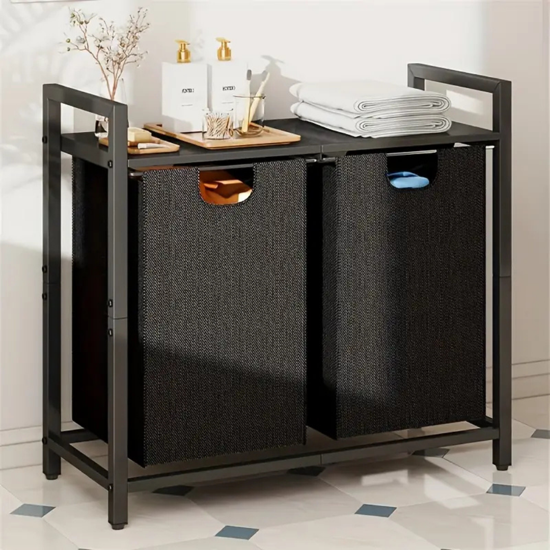 HOMERO Laundry Hamper Organizer with Shelf Dividers Removable Bags