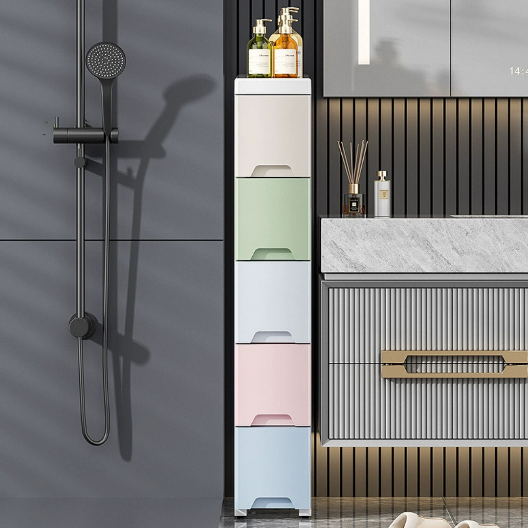 HOMERO Multi-Purpose Multicolor Slim Storage Cabinet with Wheels