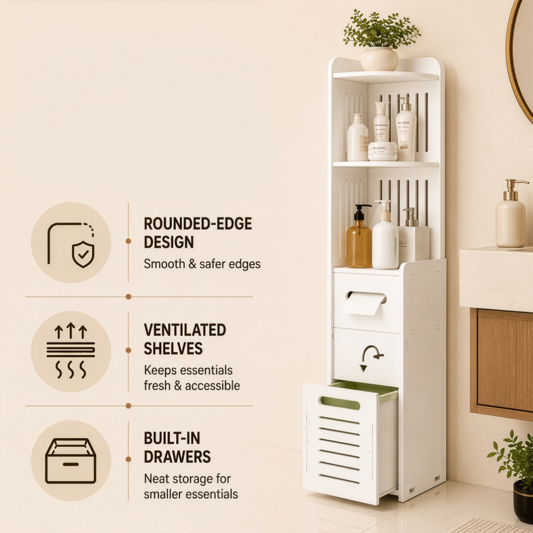 Multi-Purpose Space Saving 3 Tier Slim Home Storage Cabinet
