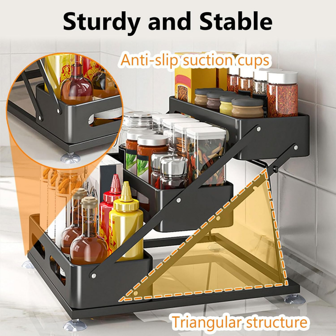 Homero 3-Tier Adjustable Foldable Spice Rack Organizer