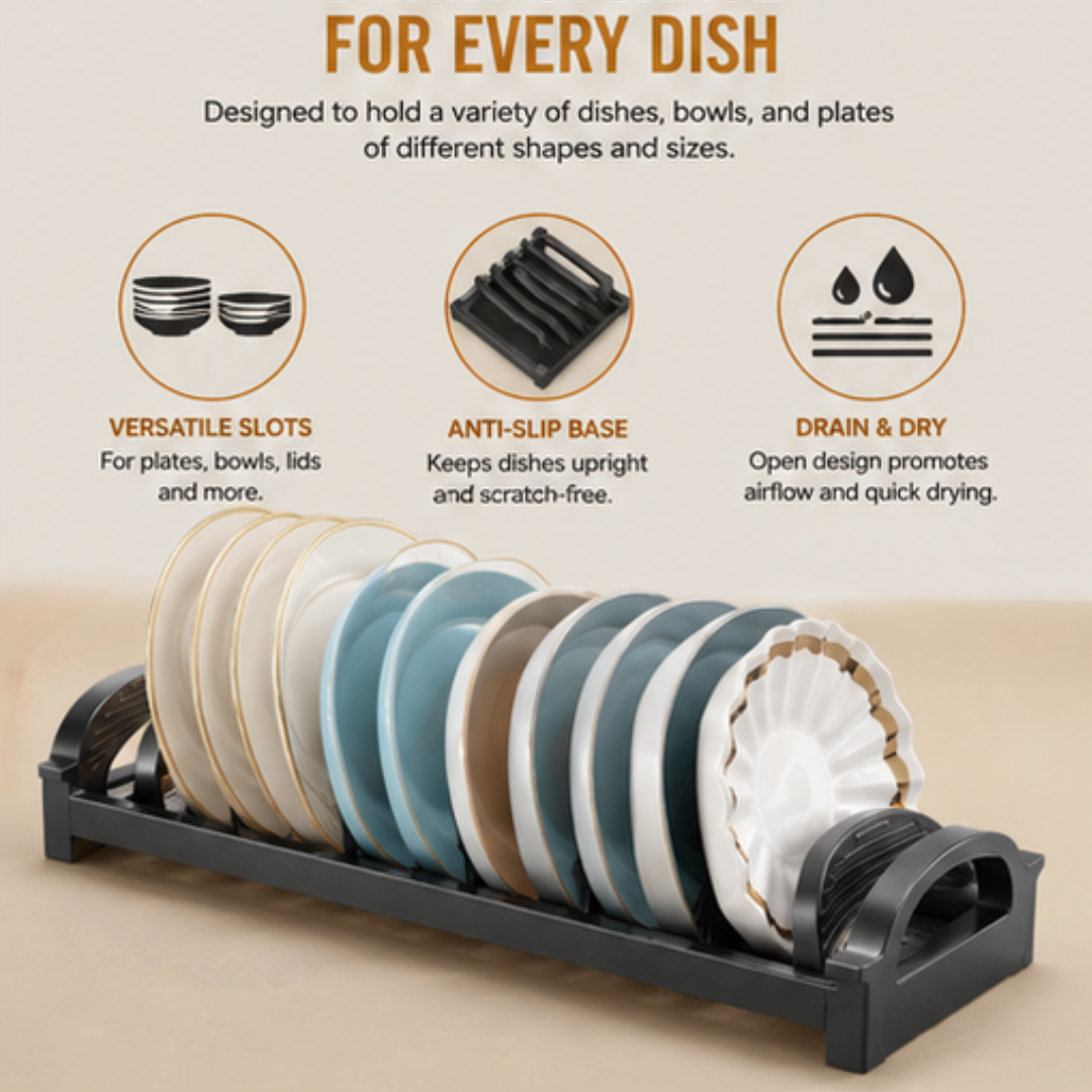 Adjustable Cabinet Pull Out Dish Organizer Basket