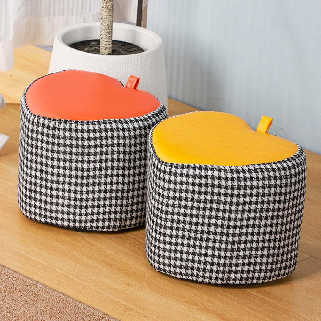 Homero Heart Shaped Lightweight Durable Soft Cushion Foot Stool (Yellow)