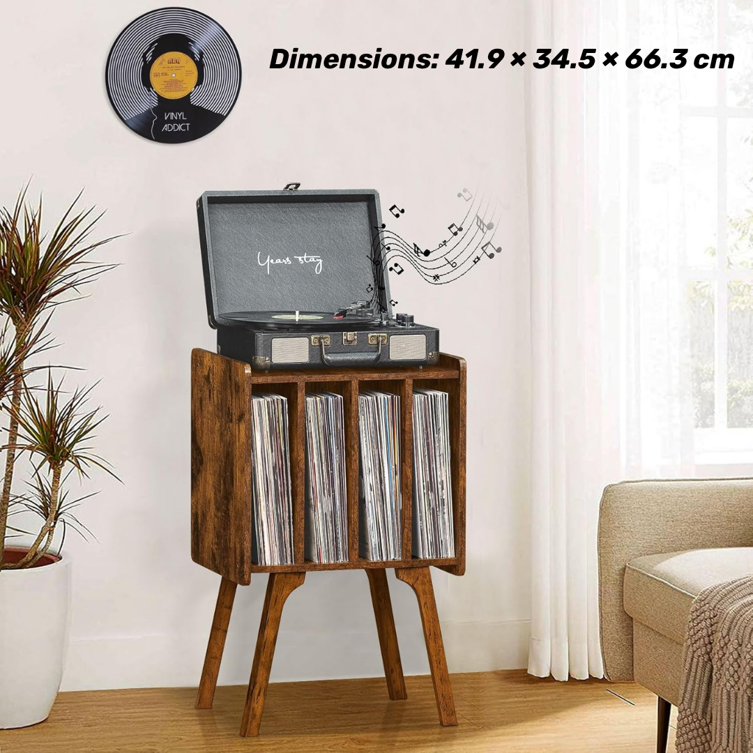 Record Player Table with Album Storage Shelf