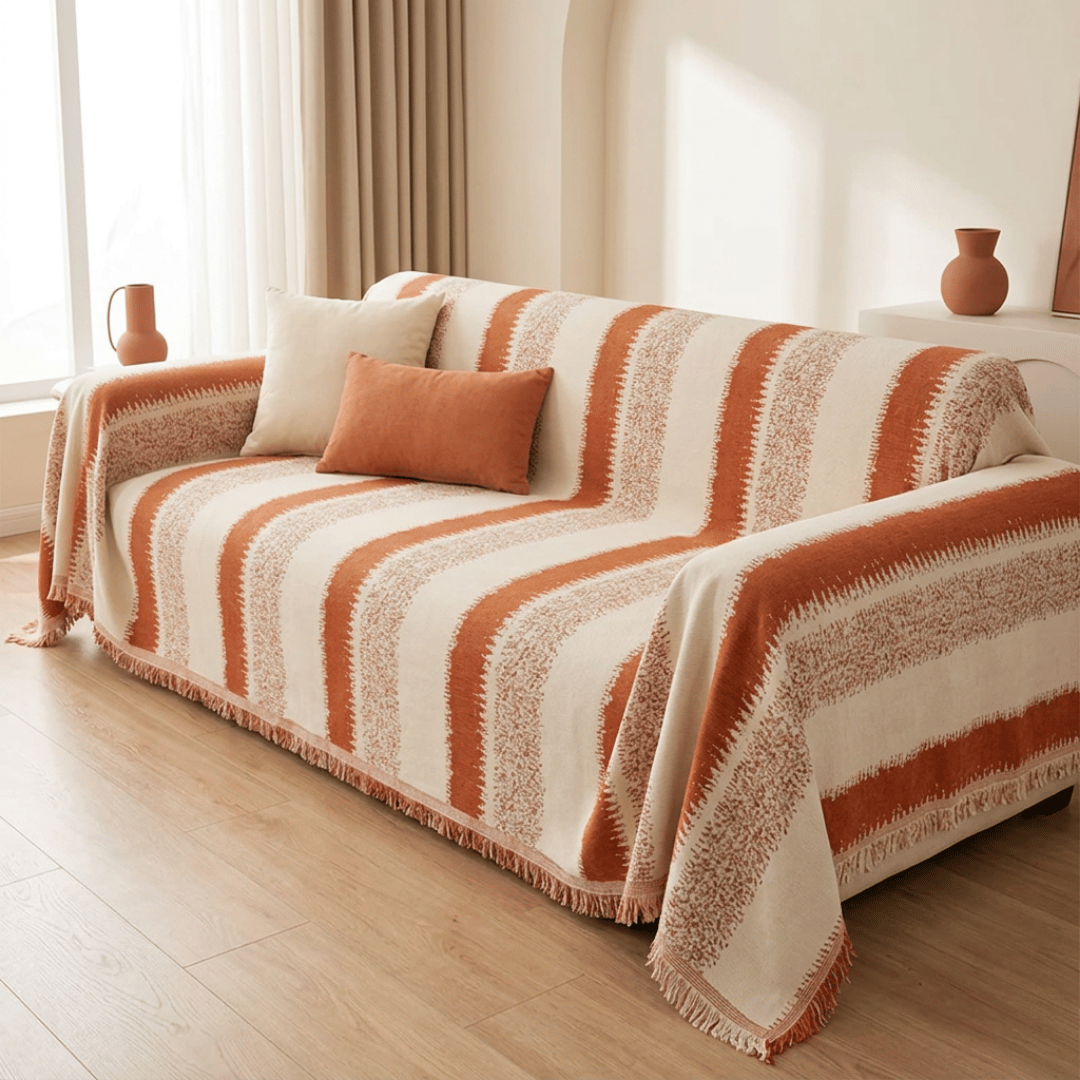 Premium Chenille Fabric Reversible Sofa Throw Cover