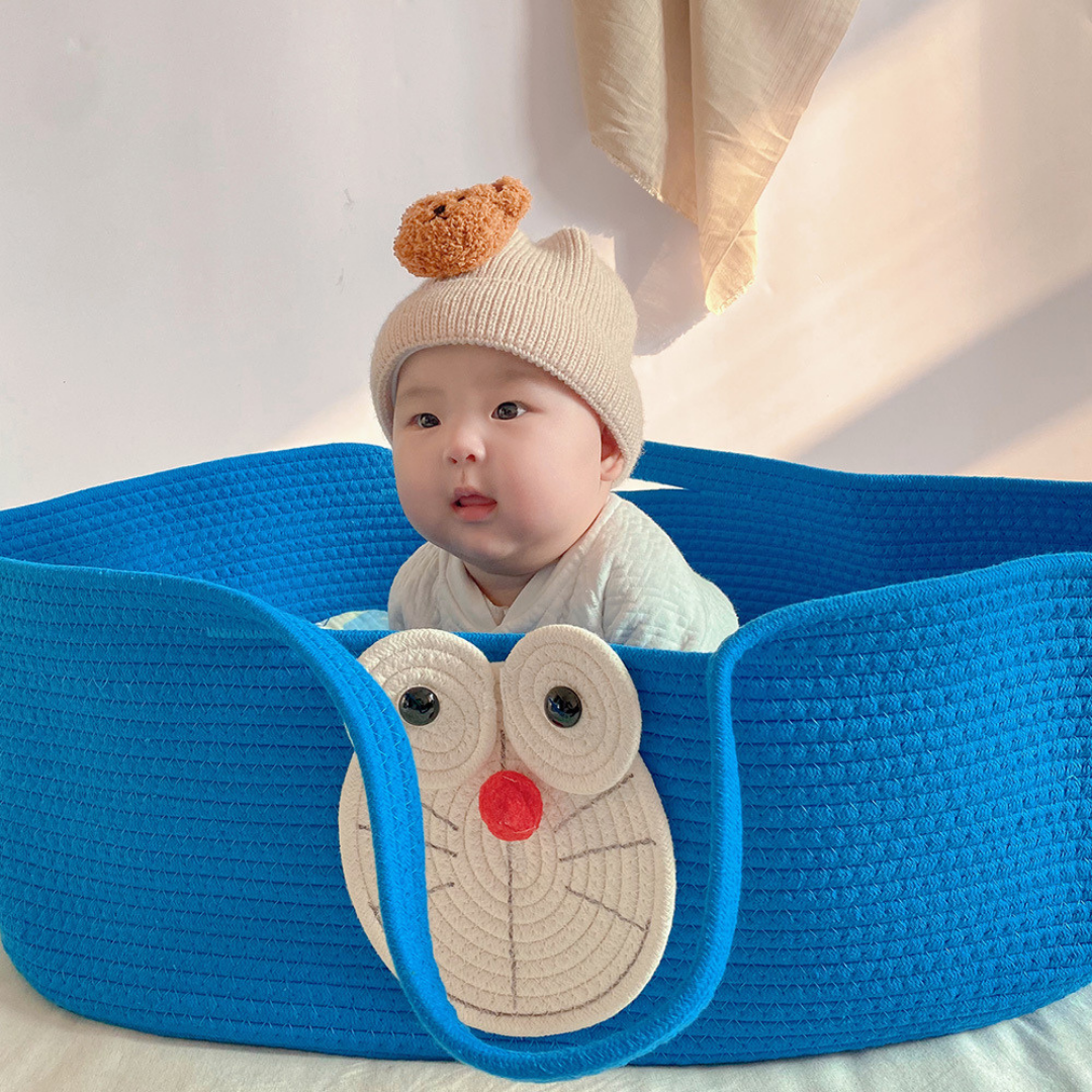 Homero Portable Neutral Cotton Design Baby Basket Crib