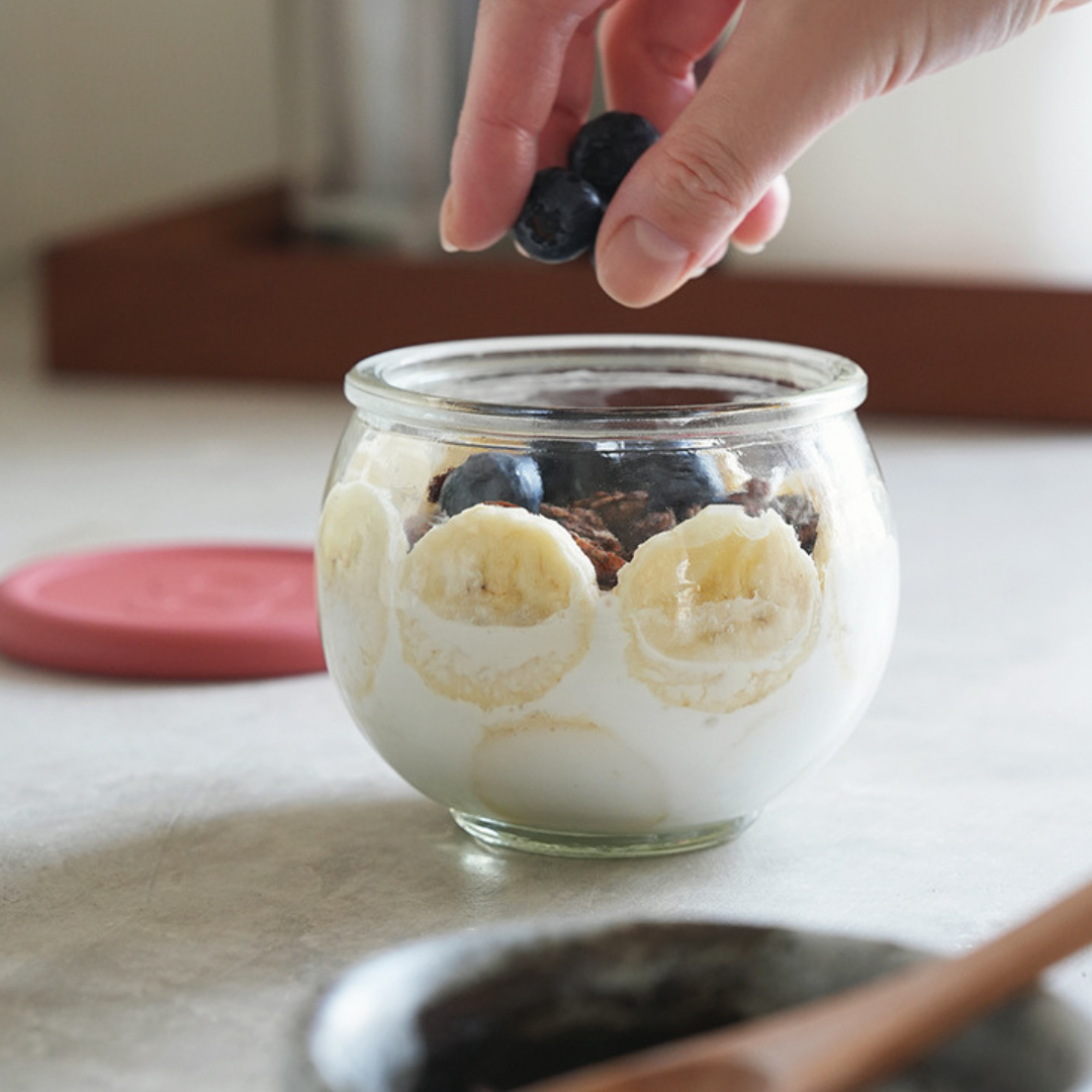 HOMERO Premium Round Glass Storage Jar Airtight Silicone Lid 400ml