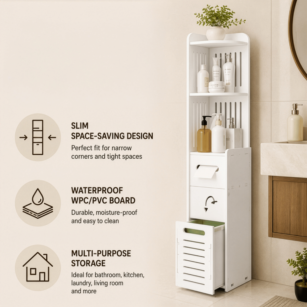 Multi-Purpose Space Saving 3 Tier Slim Home Storage Cabinet
