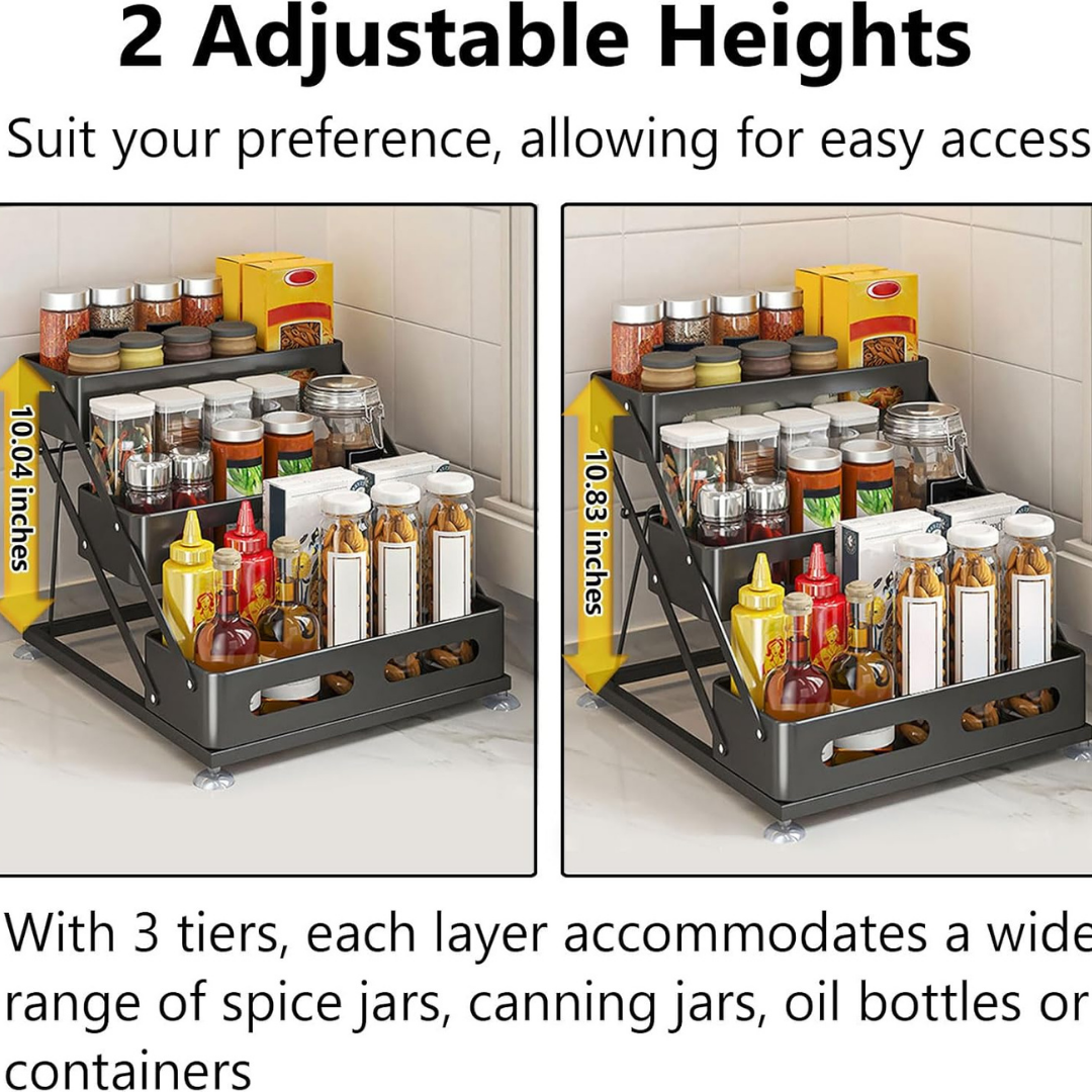 Homero 3-Tier Adjustable Foldable Spice Rack Organizer