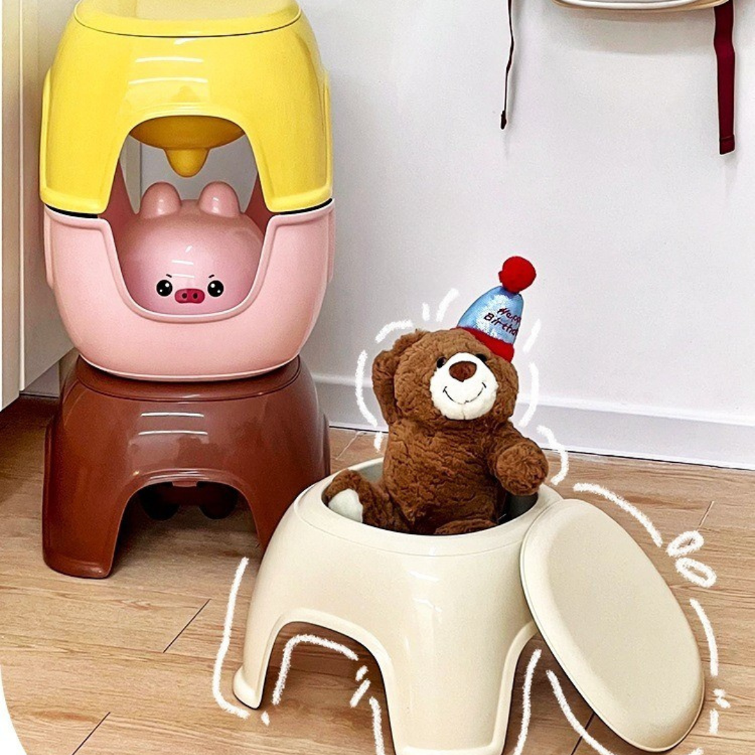Homero Adorable Baby Stool with Storage and Anti Skid Pads