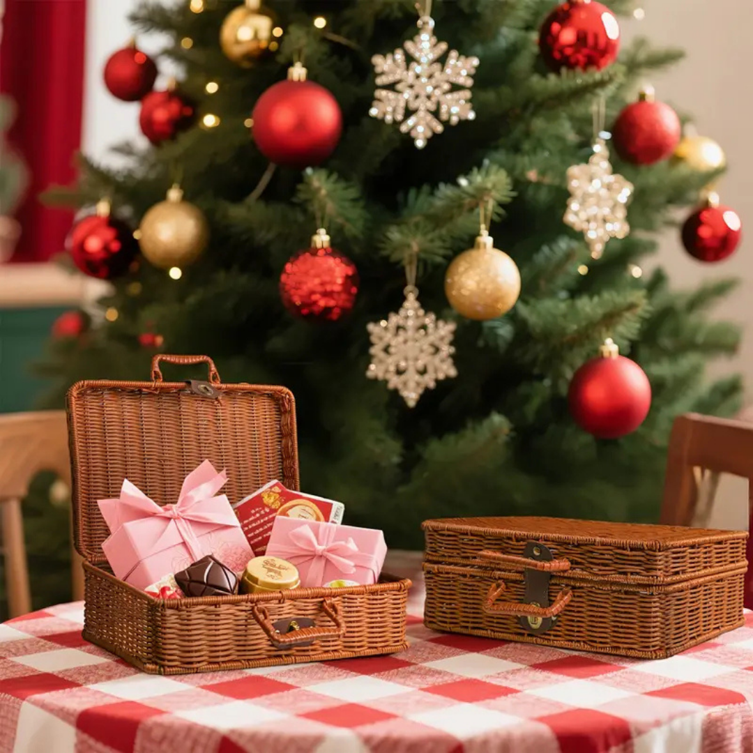 HOMERO Elegant Mini Rattan Travel Suitcase Stylish Carry Case