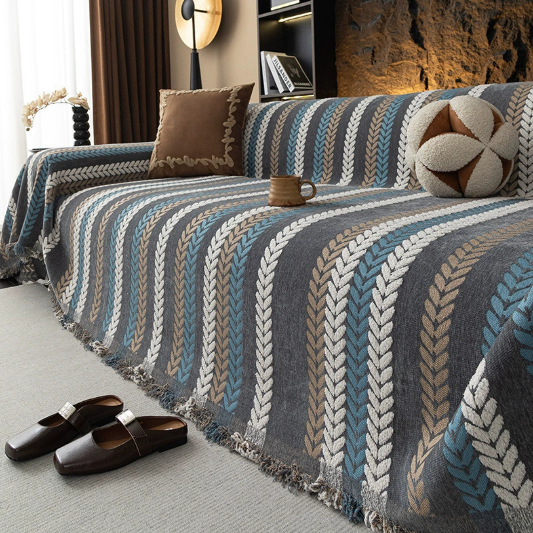 Multi-Color Elegant Reversible Throw Chenille Sofa Cover