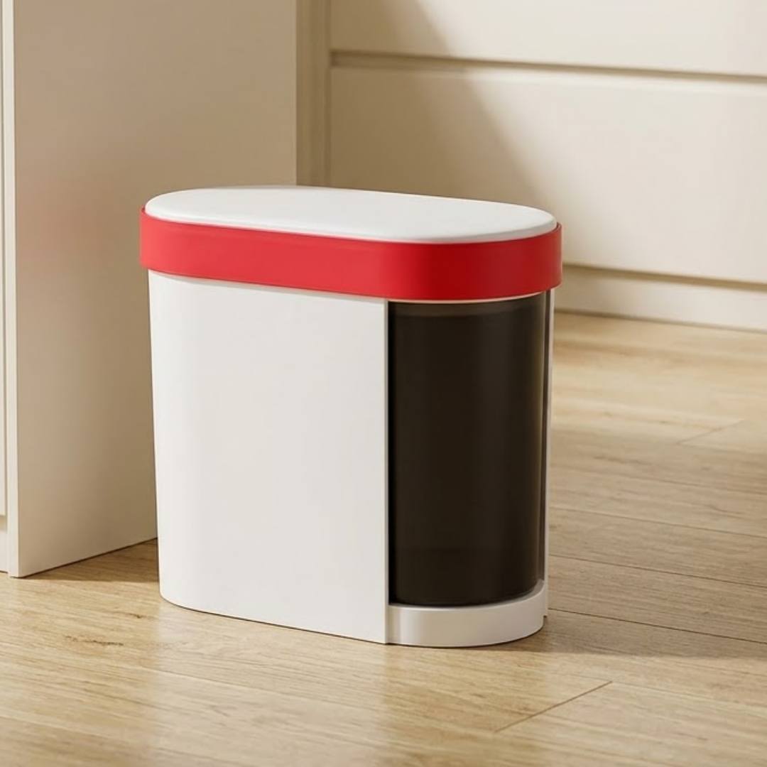Multipurpose Dry Wet Separation Plastic Waste Bin With Sealed Lid (15L)