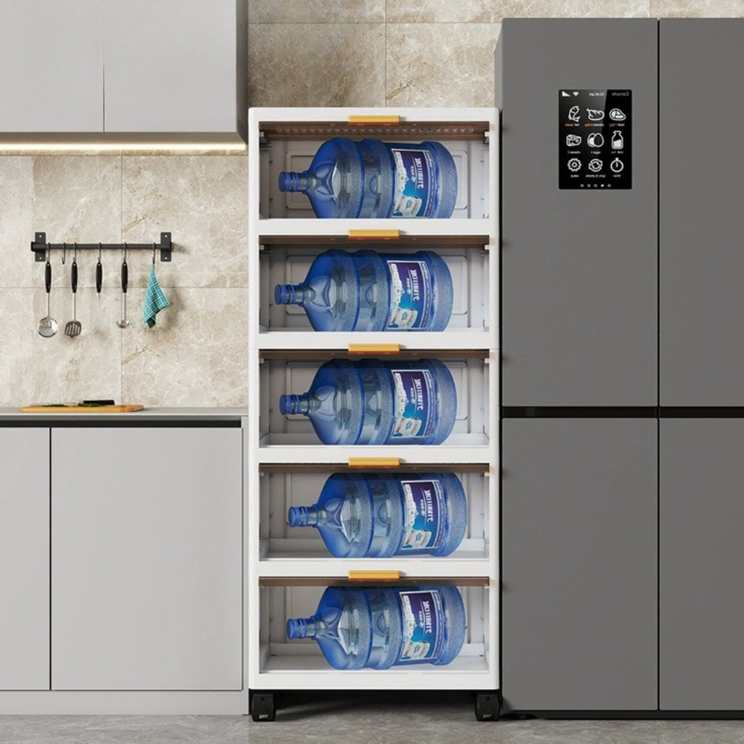 HOMERO Multi Layer Design Flip Top Modular Storage Cabinet with Wheels