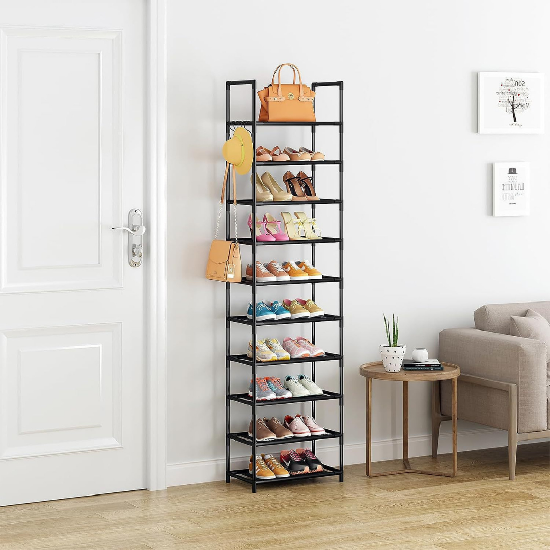 HOMERO Tall Vertical Large Storage Capacity Shoe Organizer - 10 Tier Design