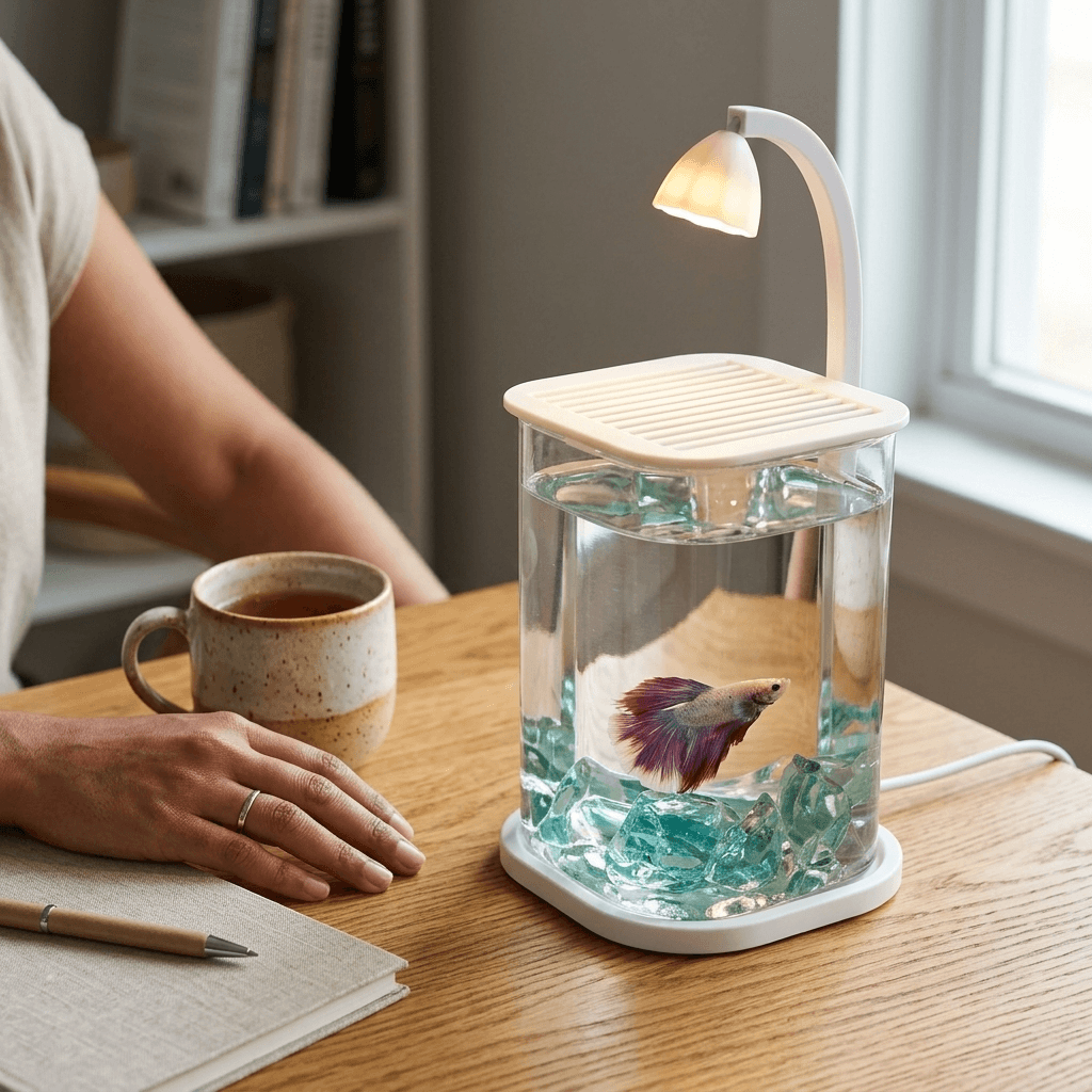 Homero Multi-Functional Ice Crystal Desktop Aquarium Setup with Lamp