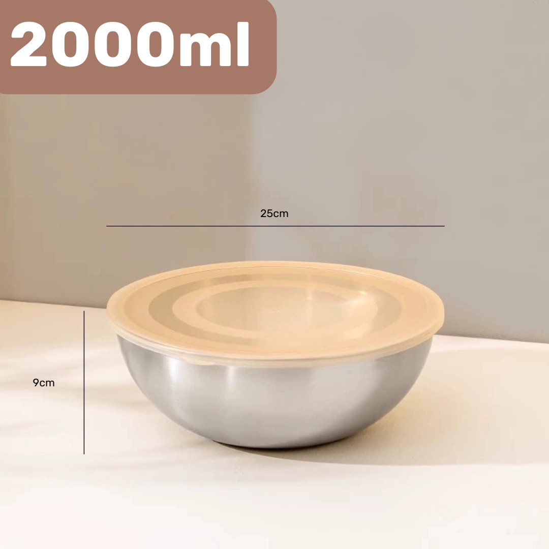 Premium 304 Stainless Steel Mixing Bowl with Measuring Scale and Lid