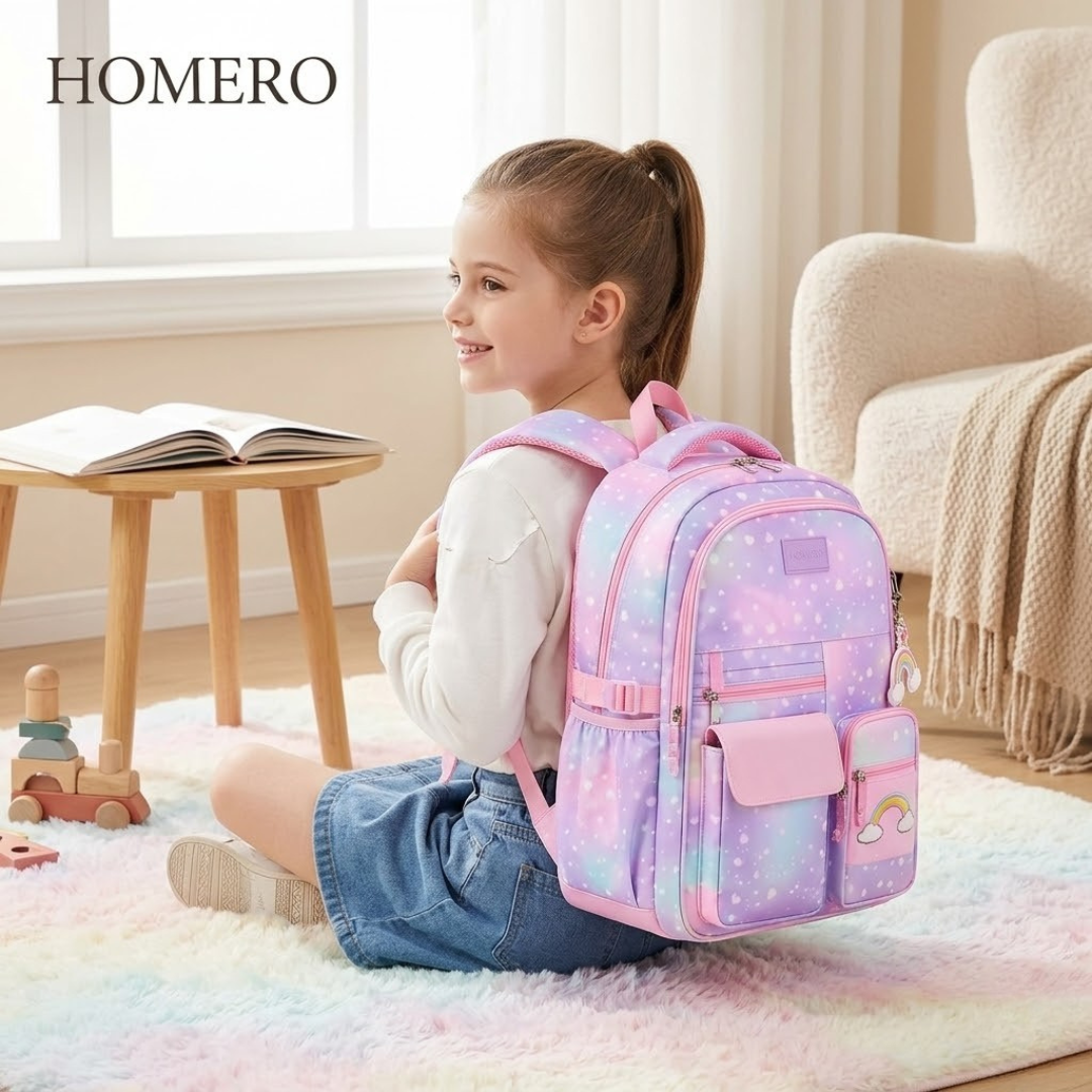 Rainbow Print Waterproof School Backpack