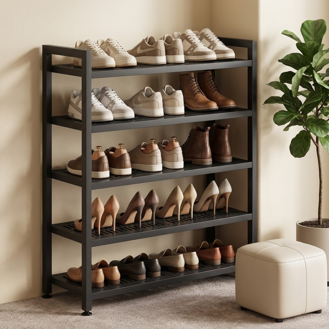 5-Layer Shoe Organizer Rack with Sturdy Carbon Steel Frame