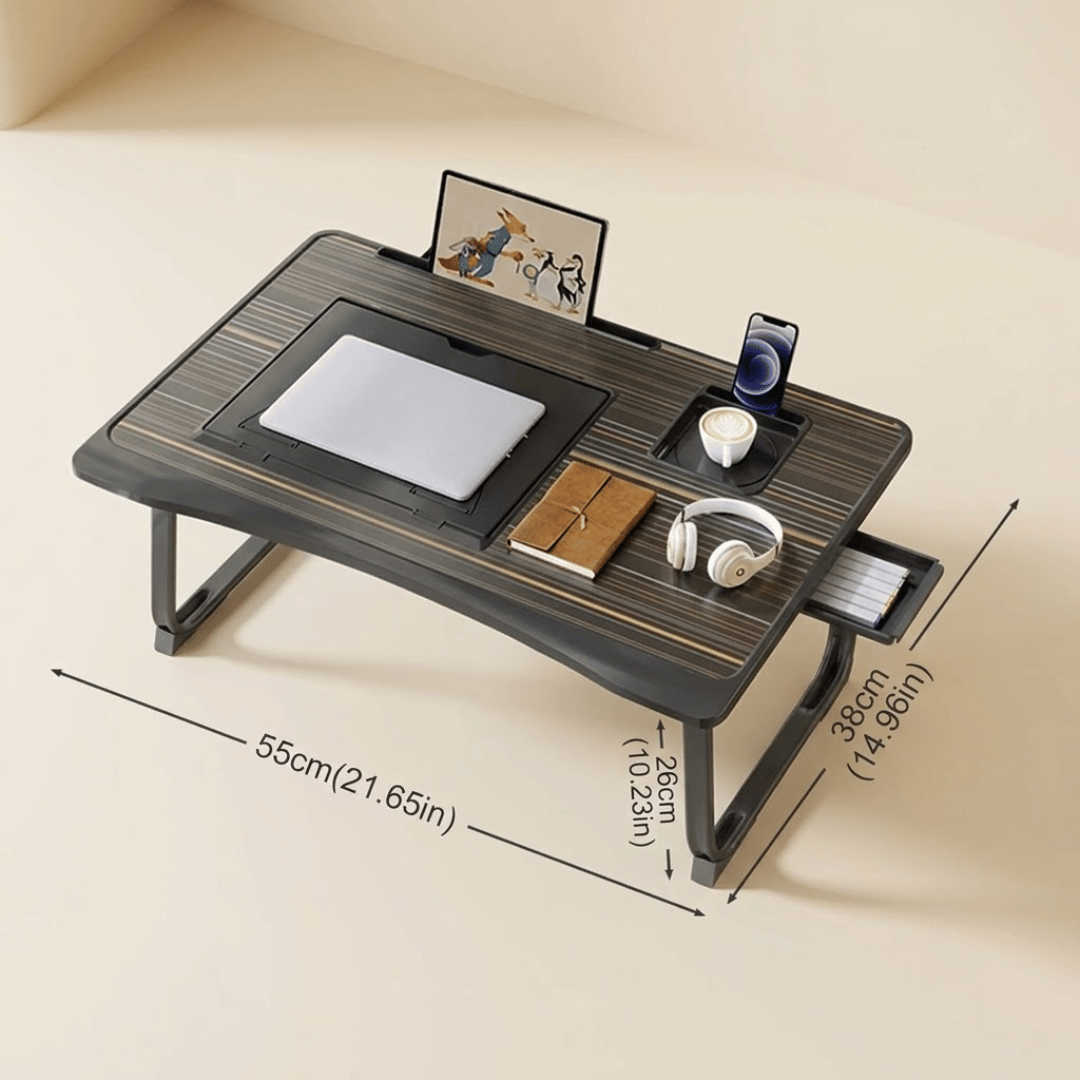 Multipurpose Wooden Laptop Desk with Tilting Panel and Foldable Legs
